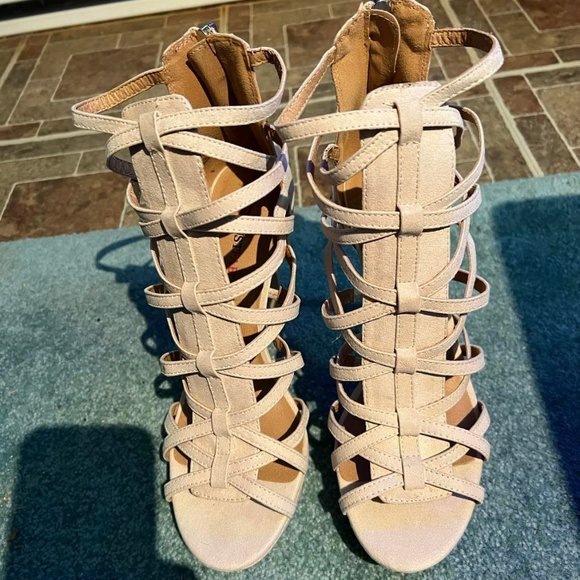 Beige Sandal Style High Heels - Roman Look - Picture 2 of 6